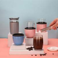 Gobelet à café en verre 10oz (300ml) transparent réutilisable sans BPA avec couvercle moderne unisexe personnalisable avec logo LINGQI