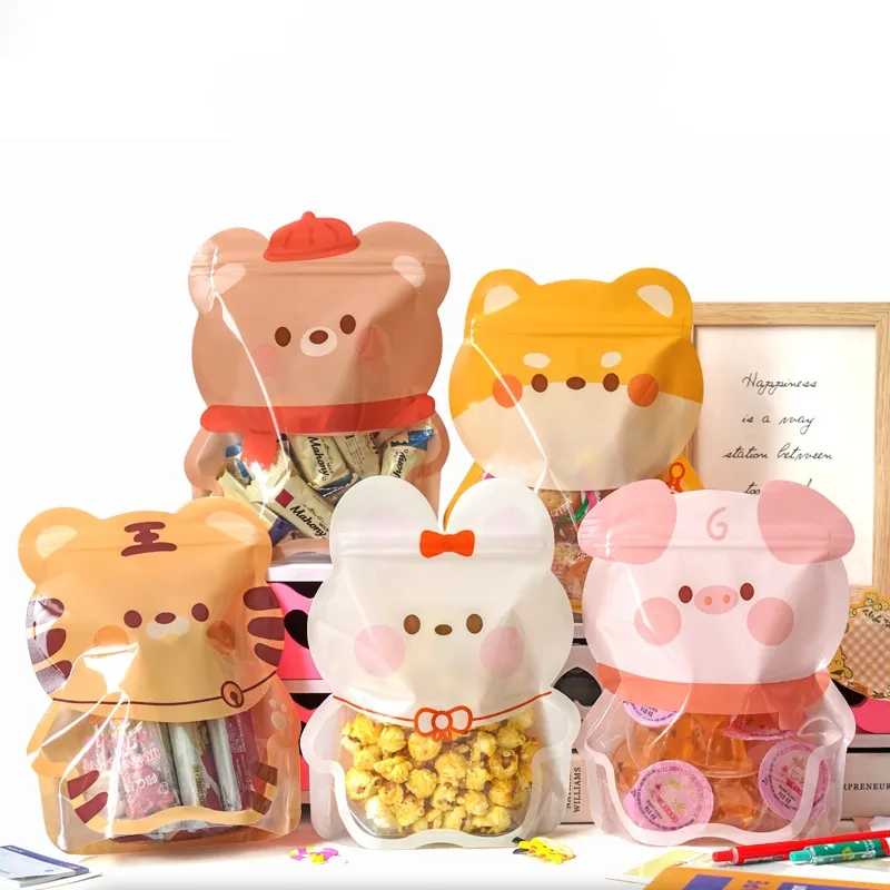 Usine de chine, sac cadeau à fermeture éclair, pour fête d'anniversaire de bébé, dessin animé, sacs d'emballage mignons pour cookies et bonbons