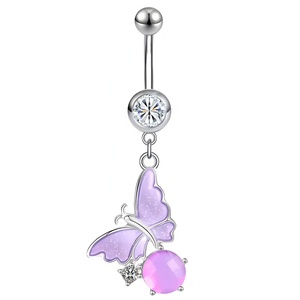 Nouveaux Piercings de Nombril Tendance Estivale, Formes Lune et Terre Colorées, Pendentifs Papillon, Bijoux de <span class=keywords><strong>Piercing</strong></span> Personnalisés - Product Image 2