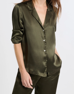 Pigiama di Lusso da <span class=keywords><strong>Donna</strong></span> in Raso di Acetato, Set Comodo e Morbido con Maniche Lunghe, Pantaloni con Vita Elastica, Tinta Unita, Abbigliamento da Notte - Product Image 3