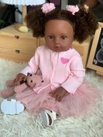 Poupée Reborn réaliste de 18 pouces en peau noire, jouet compagnon, cadeau