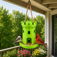 Mangeoire à oiseaux suspendue d'extérieur en plastique, design château, pour oiseaux sauvages, pour la décoration du jardin, de la cour et du balcon