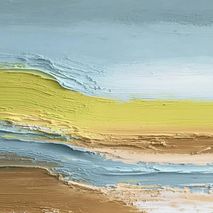 Pintura al óleo texturizada de paisaje fluvial abstracto estilo Wabi Sabi sobre lienzo con marco, arte contemporáneo para decoración de interiores. - Product Image 6
