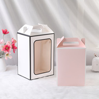 Boîte pliante à fenêtre transparente avec poignée en PVC, imprimée quadricolore, pour fleurs, peluches, cadeaux de Noël et de fête