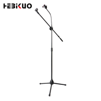 Support de diffusion en direct en métal populaire SJ09 - Portable et réglable - Avec microphone et pince pour téléphone - Pour utilisation sur bureau ou diffusion en direct