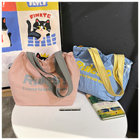 Sac à bandoulière grande capacité tendance style lettre pour étudiantes, sac fourre-tout pour femmes