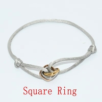 Bracelets en corde réglables de haute qualité en acier inoxydable 316L multicolores, triple anneaux en or rose, bijoux pour femmes