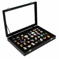 Nouveau Style bijoux emballage boîte bois velours bijoux affichage organisateur Badge boîte de rangement avec fenêtre