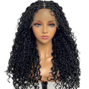 Braided Synthetic <strong>Hair</strong> Glueless Full Lace Three-Strand Adjustable Cap Wig #1B Black African Women's Wholesale - Product Image 1