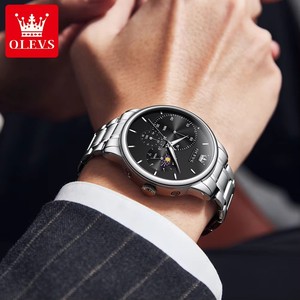Reloj de Pulsera OLEVS 2936 de Lujo para Hombre, Cronógrafo de Cuarzo Resistente al Agua, con Fase Lunar Luminosa, para Negocios, Regalo para Hombre - Product Image 4