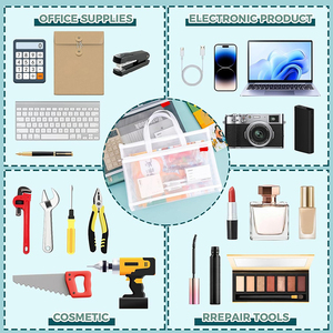 Grande pochette transparente en nylon légère à double poche A4 avec fermeture éclair en maille pour projets de puzzle, point de croix, voyage et bureau - Product Image 3