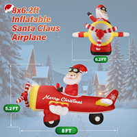 Avion de Noël gonflable de 8 pieds avec Père Noël et éclairage LED, décoration de Noël pour jardin, pelouse, maison, extérieur, fête de fin d'année