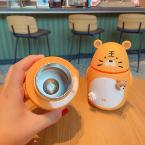 Taza Termo de dibujos animados de tigre pequeño, versión coreana de estudiantes, regalo pequeño y creativo, taza portátil con corazón para chica, 1801 - Product Image 5
