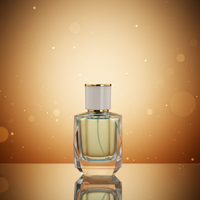 Flacon de parfum en verre fait main avec bouchon en liège, colliers, insert en galet, design heptagonal, capacité en litres, finition dégradée