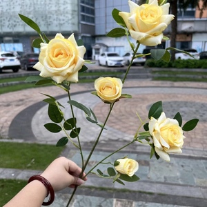 Matrimonio <span class=keywords><strong>primavera</strong></span> rosa fiori fiori bianchi crema artificiali 6 testa cespuglio di <span class=keywords><strong>rose</strong></span> - Product Image 4