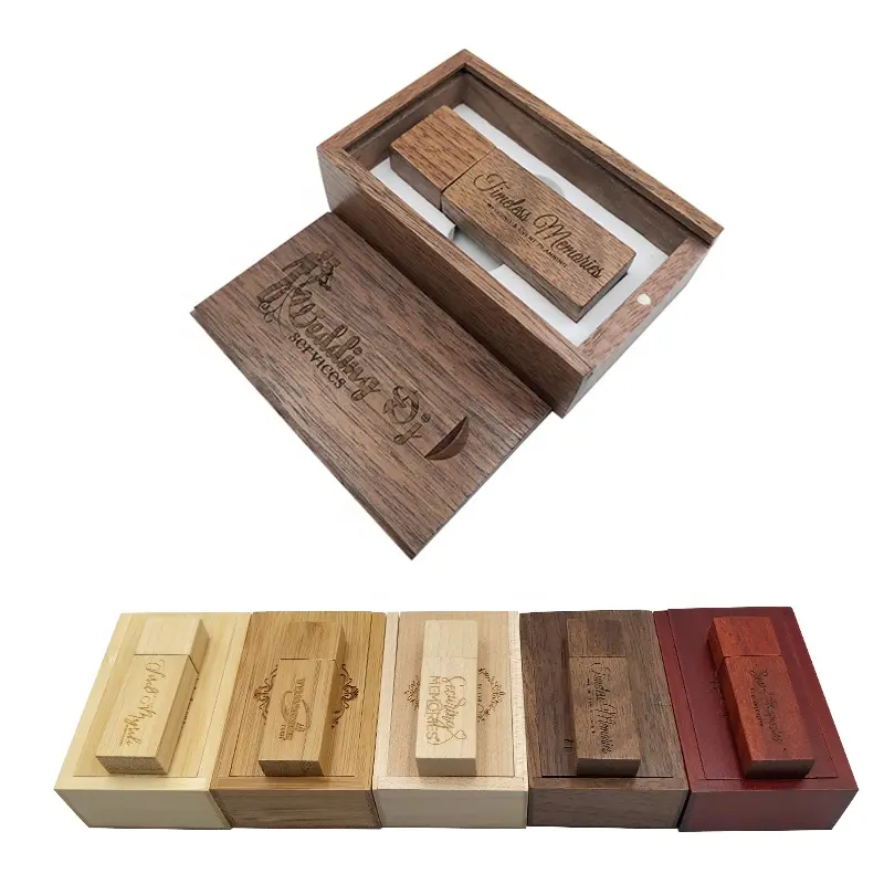 YONANSON-Caja de regalo USB de madera con logotipo personalizado, unidad Flash USB 3,0, 8GB, 16GB, 32GB, regalos de boda