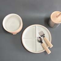 Vaisselle pour enfants en céramique de qualité alimentaire sans BPA, design moderne, bol, assiette à ventouse, ensemble de repas pour enfants, tasses