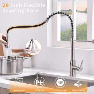 Flg Trung Quốc nhà máy giá bán buôn kéo ra tự động thông minh Vòi cảm biến Brushed Nickel bàn chải cảm ứng trên vòi nước nhà bếp - Product Image 6