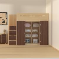 Lit mezzanine en bois avec bureau intégré, armoire de rangement, lit mezzanine convertible en bois pour garçons et filles, utilisé dans la chambre, l'hôtel, l'appartement
