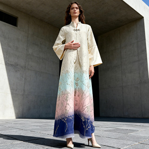 Abaya élégante en polyester avec broderie personnalisée de qualité supérieure pour femmes musulmanes, robe de cérémonie en gros - Product Image 2