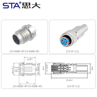 Cable de Sensor Triaxial para PCB de Sinterización de Vidrio, 4 Pines, Conector Hermético de Acero Inoxidable/Aleación de Titanio, US 1/4-28UNF a BNC