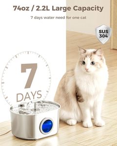 <span class=keywords><strong>Fontaine</strong></span> à <span class=keywords><strong>eau</strong></span> pour chat ovale d'intérieur 22L/74oz, distributeur d'<span class=keywords><strong>eau</strong></span> automatique avec fenêtre de niveau d'<span class=keywords><strong>eau</strong></span> et 1 filtre - Product Image 2