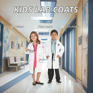 Blouses de laboratoire blanches tissées unisexe pour enfants, pour jeux de rôle d'hôpital, de médecin, d'infirmière et de scientifique scolaire - Product Image 2