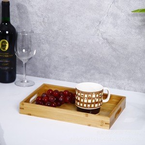 Plateau de service rectangulaire en bambou, style simple, pour café, collations, repas, préparation alimentaire, pain, fruits - Product Image 5