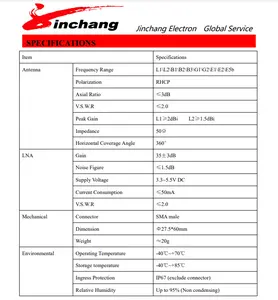 JCA233 गबन UAV RTK हाथ में रिसीवर पेचदार सर्पिल GNSS एंटीना जीपीएस बीडीएस ग्लोनास गैलीलियो SMA-J कनेक्टर 3.3 ~ 5.5V डीसी