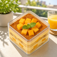 Bols à dessert en plastique PS transparent avec couvercles en dôme, qualité alimentaire, sans BPA, anti-fuite, pour parfaits, vente en gros