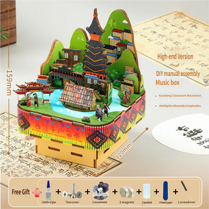 Kit de Modélisme 3D en Bois Style Chinois Amusant et Tendance, Boîte à Musique à Assembler, Cadeau pour Enfants en Gros - Product Image 5