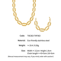 Ensemble collier et bracelet en acier inoxydable plaqué or 18 carats, maillons géométriques rectangulaires, pour femme, bijoux de mariage, vente en gros