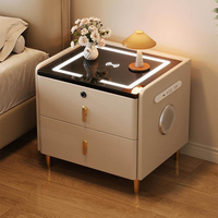 Chevet intelligent minimaliste moderne avec station de recharge sans fil, haut-parleur, verre trempé, meubles de chambre à coucher pour chambre à coucher, salon