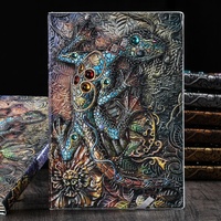 Carnet de notes en cuir gaufré vintage 3D, carnet de notes quotidien en cuir fait main antique, carnet de croquis, journal de voyage