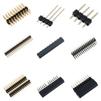 Connecteur de carte de circuit imprimé (PCB) mâle à angle droit de 2,54 mm avec broches, traversant le circuit, et fiche femelle