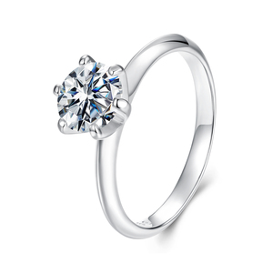 Bague de fiançailles solitaire Moissanite à bord de couteau étincelant en argent sterling 925 pour femme Bague en pierre <span class=keywords><strong>unique</strong></span> à 6 broches brillante - Product Image 1