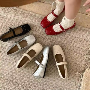 Chaussures en résille antidérapantes à lacets pour femmes, à talons bas ou hauts, style bout peu profond et pointu, sexy, pour banquets et mode - Product Image 1