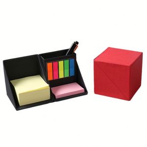 Custom Foldable <b>Square</b> Desktop <b>Combined</b> Type Sticky Notes Eco-Friendly Cube Memo Pad Box with Pen Holder - Product Image 1