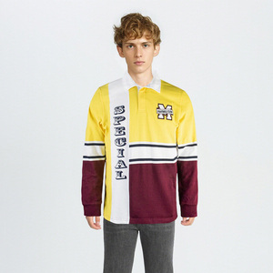 Personnalisé 100% Polyester Recyclé Maillot Tricoté Sans Couture Fil Teinture À Manches Longues Rugby Polo Unisexe Sportswear - Product Image 1