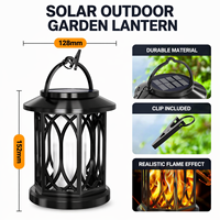 Lanterne solaire de jardin d'extérieur avec effet de flamme réaliste - Recharge automatique et éclairage nocturne automatique