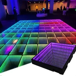 RGB 강화 유리 웨딩 효과 LED 댄스 플로어 DJ 바 조명 3D 무대 조명 램프
