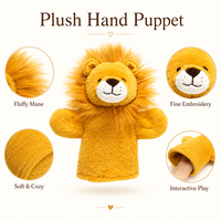 Jouets en peluche personnalisables en forme de lion, marionnettes et poupées pour le conte, jouets éducatifs rembourrés en coton PP