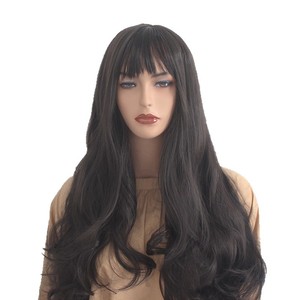Peluca <span class=keywords><strong>de</strong></span> alambre sintético <span class=keywords><strong>de</strong></span> alta temperatura estilo coreano <span class=keywords><strong>de</strong></span> moda Bozhen con <span class=keywords><strong>coletas</strong></span> dobles, rizos largos, flequillo recto y aspecto <span class=keywords><strong>humano</strong></span>. - Product Image 5