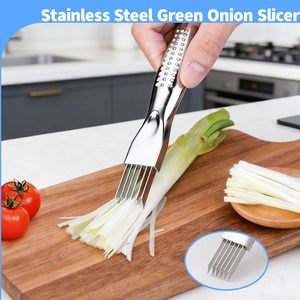 Coupe-oignon en acier inoxydable, hachoir à légumes multi-lames, couteau à hacher, outil à déchiqueter les ciboules pour la cuisine - Product Image 3