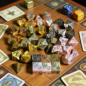 Dés à graver avec motif animal, motif chat et chien, ensemble de dés en métal, 7 pièces, dés polyédriques pour jeux de rô<span class=keywords><strong>le</strong></span>, D&D, jeux de table - Product Image 6