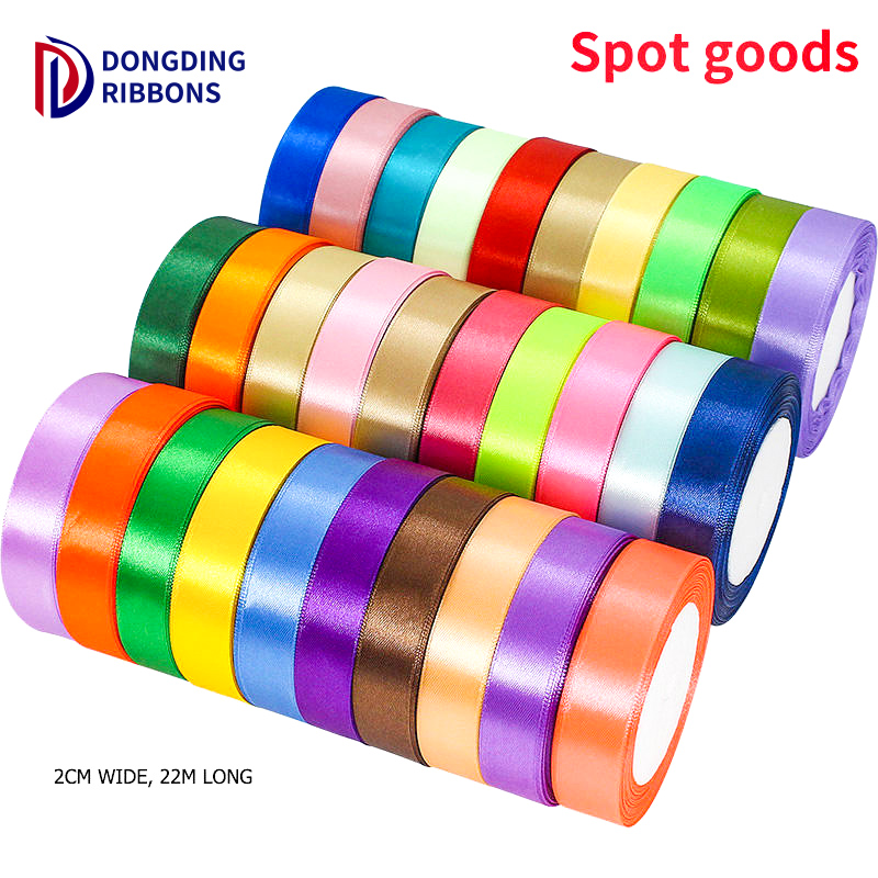 Wholesale Ribbon Mix 196 Colors 3/4 Inch 2cm Satin Ribbon for Gift Box
