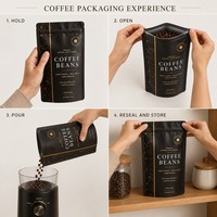 Emballage artisanal pour grains de café, pochette à fond plat avec fermeture à glissière pour café torréfié de spécialité, sac personnalisé