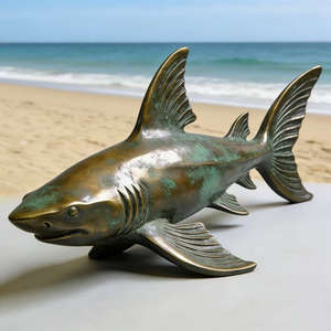 Escultura de Tiburón de Bronce Hecha a Mano de Primera Calidad, Arte de Depredador Marino para Decoración de Exteriores, Técnica de Fundición - Product Image 5