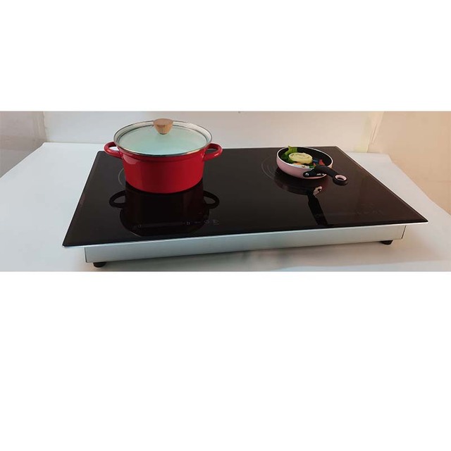 Dual Induction Cooktop Shatter-proof Flat Glass TopBulit-in Countertop 110~120 Volt Plug in Electric Stove for Kitchen RV