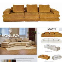 Canapé sectionnel en tissu avec structure en bois massif, design minimaliste pour hôtel, appartement, salon, directement de l'usine